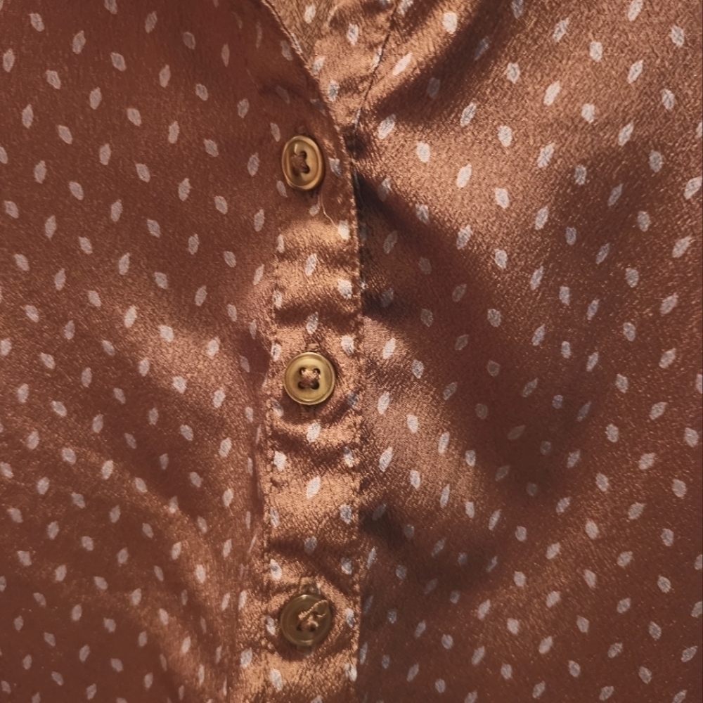 LOFT Brown Speckled Blouse M 3/4 Sleeve Work Office Top - Picture 3 of 6